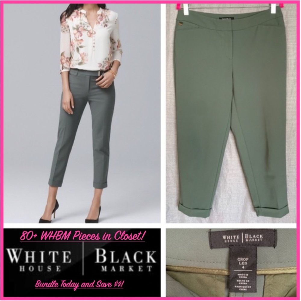 White House Black Market Green Cropped Pants